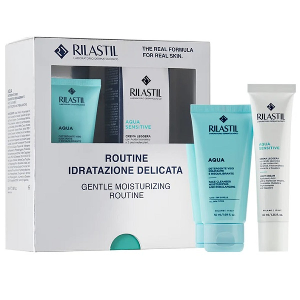 Rilastil Coffret Noël Hydratation Délicate 1 Rilastil Aqua Sensitive Crème Légère 40 Ml + 1 Rilastil Aqua Sensitive Gel Contour des Yeux 15 Ml