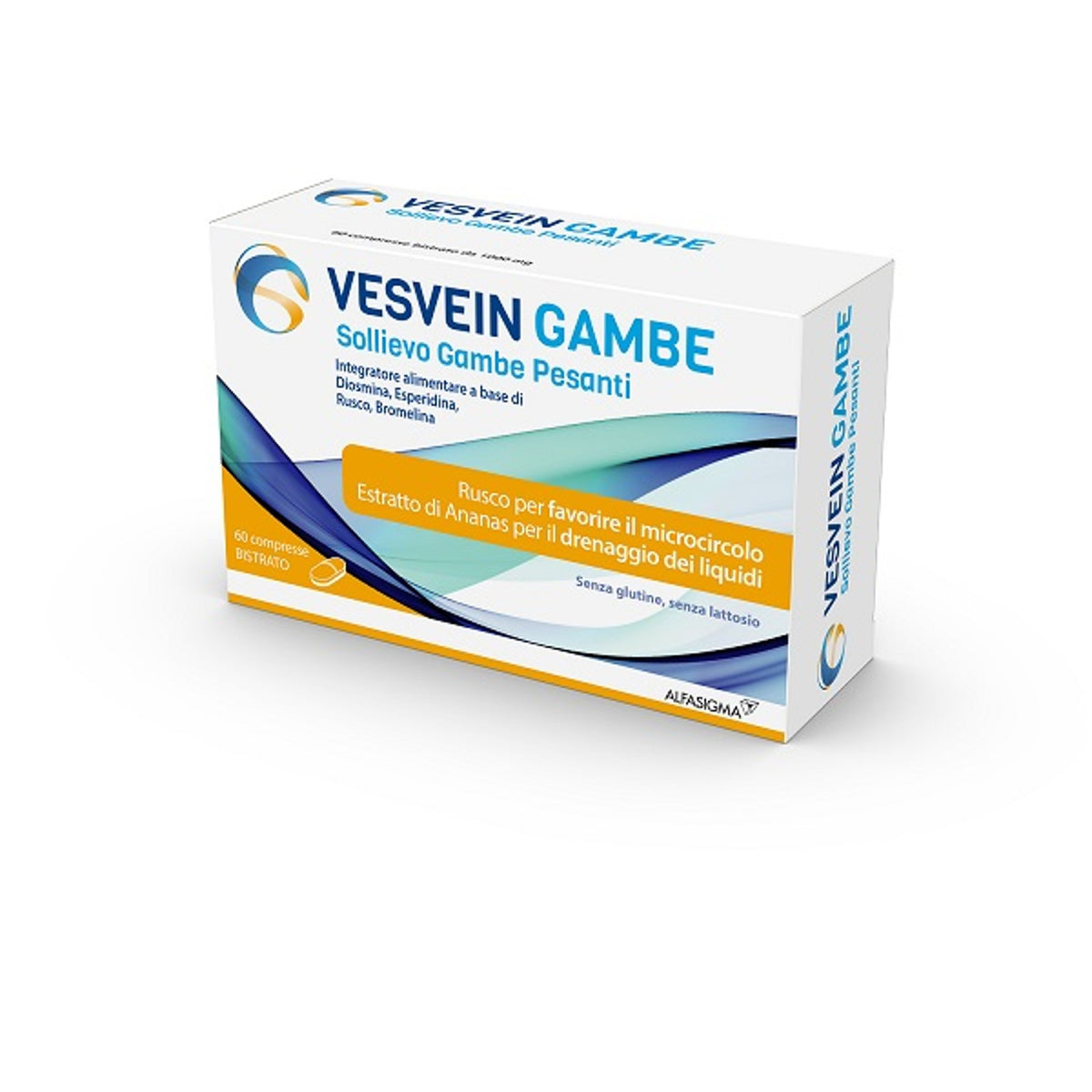 Vesvein Gambe Sollievo Gambe Pesanti 60 Compresse Bistrato Da 1000 Mg Senza Glutine Senza Lattosio