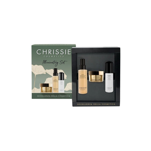 Chrissie Illuminating Set tonico crema oro mousse detergente